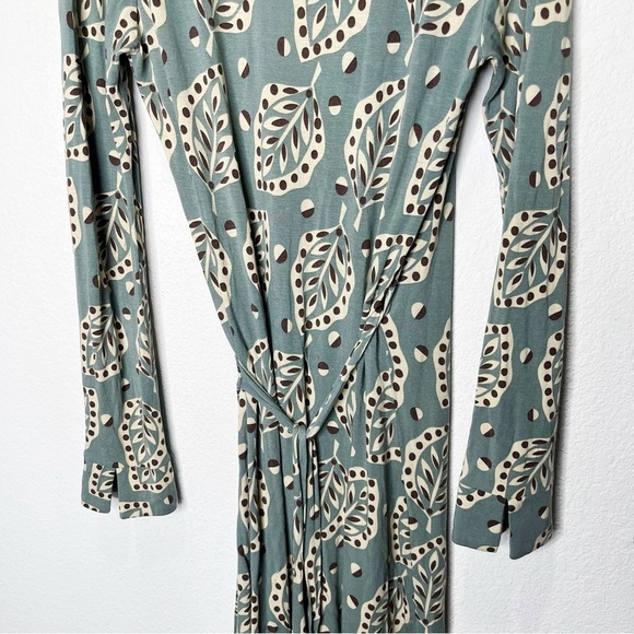 BODEN Collar Jersey True Wrap Stretch Leaf Midi Dress - Picture 8 of 13